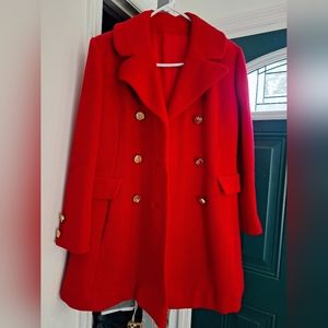 Vintage red wool Rothmoor Coat princess cut double breasted EUC American made